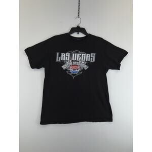Las Vegas Motor Speedway Shirt Mens Medium Black Skull Graphic Racing Tee NASCAR